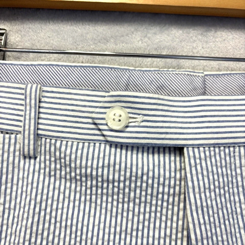 Enzo Tovare Seersucker Dress Pants Mens 39x33 Blue White Stripe Wedding Nautical